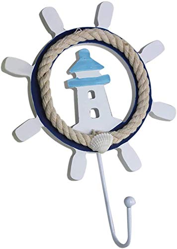 Mediterranean Theme Hook Nautical Hook Towel Hat Coat Hangers Rustic Wall Hooks for Home Cloakroom Clothing Shop Decor - Lighthouse