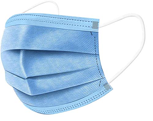 Retail Sign Systems 50 PCS Thick 3-Ply Face Shield MASK with Elastic Ear Loop Cover Full Face Anti-Dust US Stock, blue, regular