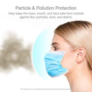 Retail Sign Systems 50 PCS Thick 3-Ply Face Shield MASK with Elastic Ear Loop Cover Full Face Anti-Dust US Stock, blue, regular