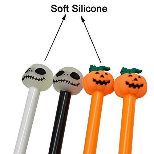 Maydahui 12PCS Pumpkin Skull Heads Rollerball Pens Mix and Match Creative Cute Black Gel Ink Pens For Boys Halloween Party