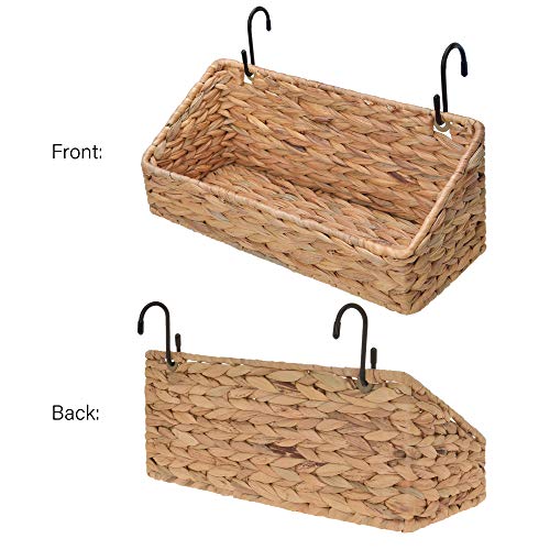 StorageWorks Woven Wall Baskets for Storage, Water Hyacinth Baskets for Shelf, Wall Storage for Kitchen and Bathroom, Hanging Baskets for Organizing, 2 Pack