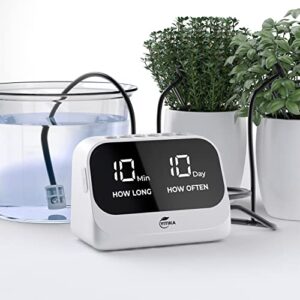 automatic watering system for potted plants, plant waterer, diy drip irrigation kit with smart timer, waterproof led display & large capacity battery, precise distribution of water, white