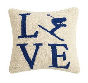 peking handicraft 31jes1712c12sq love ski hook pillow, 12-inch square, wool and cotton