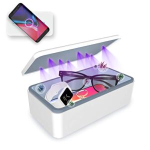 cahot uv light sanitizer box, phone sanitizer with wireless charging, ultra-powerful 8 uv-c sterilizer machine for phone toothbrush nail tools jewelry and more