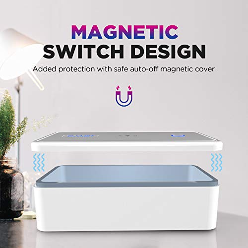 Cahot UV light Sanitizer Box, phone sanitizer with wireless charging, ultra-powerful 8 UV-C Sterilizer machine for Phone Toothbrush Nail Tools Jewelry and more