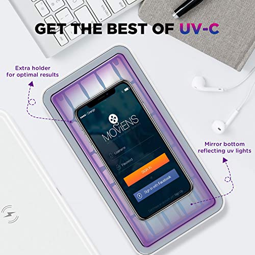 Cahot UV light Sanitizer Box, phone sanitizer with wireless charging, ultra-powerful 8 UV-C Sterilizer machine for Phone Toothbrush Nail Tools Jewelry and more