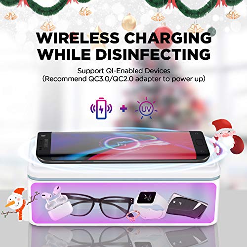 Cahot UV light Sanitizer Box, phone sanitizer with wireless charging, ultra-powerful 8 UV-C Sterilizer machine for Phone Toothbrush Nail Tools Jewelry and more