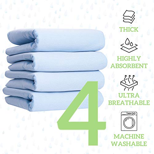 GREEN LIFESTYLE Washable Underpads - Large Bed Pads for use as Incontinence Bed Pads, Reusable Pet Pads, Great for Dogs, Cats, Bunny, Seniors Bed Pad (Pack of 4 - 34x36)