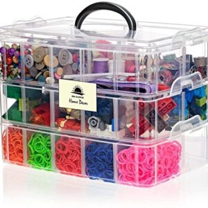 BBA Sunrise Snap Cube Stackable Arts & Crafts Case, 3-Tier Clear Stackable Storage Box with Compartments, Jewelry Box, Bead Organizer Case Kids, Box w/Dividers, Tool Storage Box