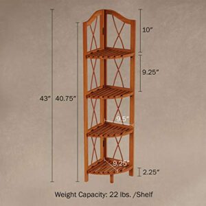 Lavish Home Folding Corner Shelf, 43", Pecan