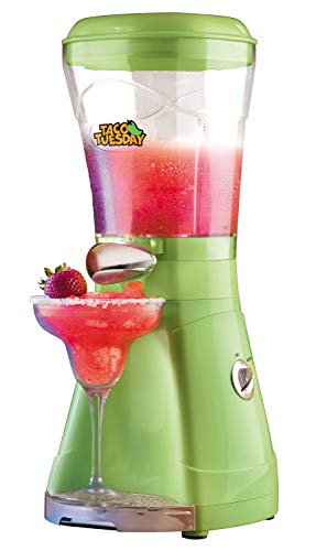 Nostalgia Taco Tuesday Frozen Drink Maker and Margarita Machine for Home - 64-Ounce Slushy Maker with Stainless Steel Flow Spout - Easy to Clean and Double Insulated - Green