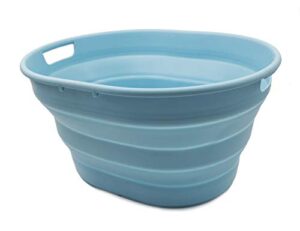 sammart 25l(6.6 gallon) collapsible oval laundry basket-foldable storage container/organizer-portable washing tub-space saving hamper-pet bath tub, water capacity 20l(5.28 gallon) (sea angel)