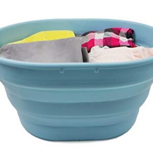 SAMMART 25L(6.6 gallon) Collapsible Oval Laundry Basket-Foldable Storage Container/Organizer-Portable Washing Tub-Space Saving Hamper-Pet Bath Tub, Water capacity 20L(5.28 gallon) (Sea Angel)