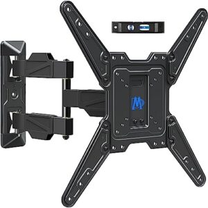 mounting dream tv wall mount for most 26-55" tvs, tv mount full motion with swivel articulating arm, perfect center design wall mount tv bracket, up to vesa 400x400mm and 77 lbs loading md2418-mx