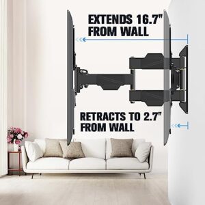Mounting Dream TV Wall Mount for Most 26-55" TVs, TV Mount Full Motion with Swivel Articulating Arm, Perfect Center Design Wall Mount TV Bracket, up to VESA 400x400mm and 77 lbs Loading MD2418-MX