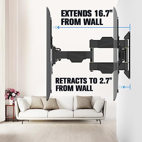 Mounting Dream TV Wall Mount for Most 26-55" TVs, TV Mount Full Motion with Swivel Articulating Arm, Perfect Center Design Wall Mount TV Bracket, up to VESA 400x400mm and 77 lbs Loading MD2418-MX
