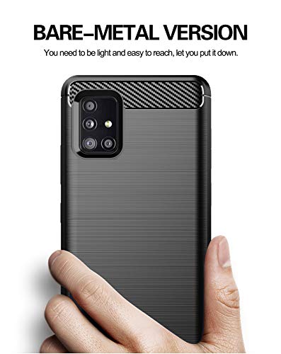 Samsung A51 5G Case with HD Screen Protector - M MAIKEZI Slim TPU Non-Slip Phone Cover (Black Brushed)