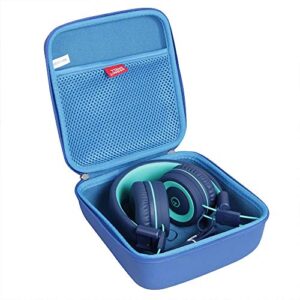 hermitshell travel case for noot products k11/elecder i37/powmee m1/powmee m2/mpow ch8/irag j01/noot products k22/nivava k8/noot products k33/iclever/sonitum kids headphones(only case) (blue)
