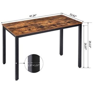 IBUYKE Computer Desk, 47" Home Office Writing Study Desk, Industrial Bar Table, Dinning Table, Simple Small Table with Thicker Tabletop, Metal Frame TMJ016H