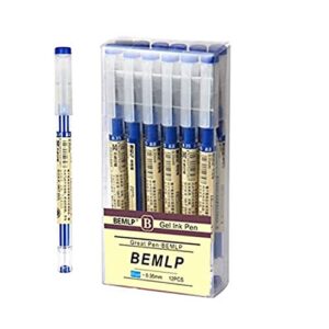 bemlp gel ink pen extra fine point pens ballpoint pen 0.35mm blue premium liquid ink rollerball pens quick-drying for japanese office school stationery supply 12 pieces