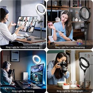 Ring Light Computer for Video Conferencing Zoom Meeting, Desk Ring Light for Laptop, Desktop Lighting with Stand and Phone Holder for Video Recording/Calls,Circle Light/iPhone Selfie Light/Halo Light