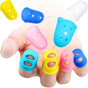 50 pieces rubber fingertips guard, large anti slip rubber pad gel, hand finger sleeves protectors for your paperwork, cutting and office supplies tasks, 5 sizes (multiple color)
