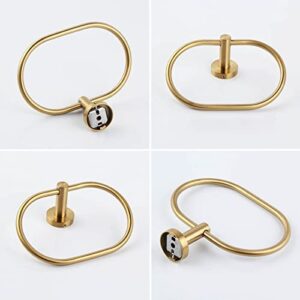 Towel Ring Brushed Gold, Angle Simple SUS 304 Stainless Steel Modern Towel Holder, Bathroom Hand Towel Rack Wall Mounted