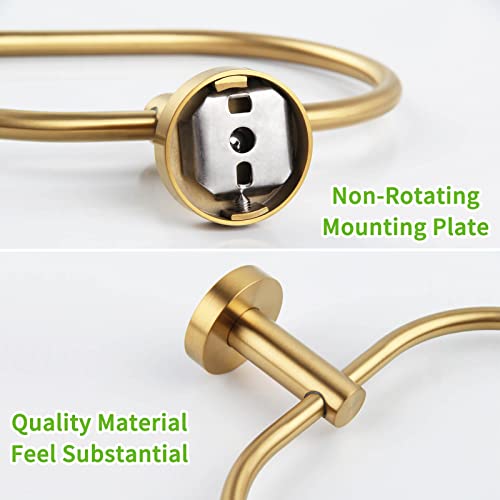 Towel Ring Brushed Gold, Angle Simple SUS 304 Stainless Steel Modern Towel Holder, Bathroom Hand Towel Rack Wall Mounted