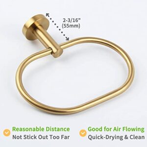 Towel Ring Brushed Gold, Angle Simple SUS 304 Stainless Steel Modern Towel Holder, Bathroom Hand Towel Rack Wall Mounted