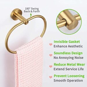 Towel Ring Brushed Gold, Angle Simple SUS 304 Stainless Steel Modern Towel Holder, Bathroom Hand Towel Rack Wall Mounted