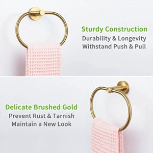 Towel Ring Brushed Gold, Angle Simple SUS 304 Stainless Steel Modern Towel Holder, Bathroom Hand Towel Rack Wall Mounted