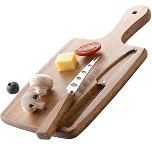 home mini cutting board with magnetic knife small fruit cheese cutting board solid bamboo wood board for baby infant dormitory,camping cutting board and knife set