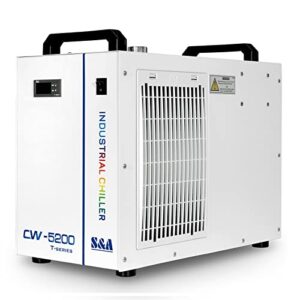s&a 7l industrial water chiller cw-5200dh 0.9hp 3.43gpm water cooling system for 60w 70w 80w 90w 100w 120w 130w 150w co2 laser engraving & cutting machines, cools 5699 btu/hour