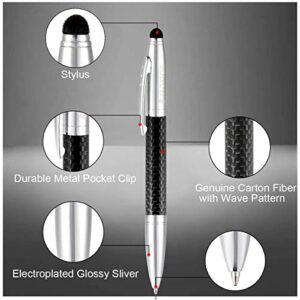 Glovion Multicolor Ballpoint Pen with Stylus Tip, 2 in 1 Ink Writing Pens Carbon Fiber Stylus Pen with 3 Replacement Stylus Tips Refills for Touch Screens Android iPhone ipad Apple Chromebook
