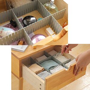 DIY Drawer Dividers, Youngine 8pcs Adjustable Drawer Storage Organizer Plastic Grid for Office Kitchen Home (Grey)