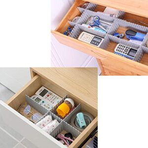 DIY Drawer Dividers, Youngine 8pcs Adjustable Drawer Storage Organizer Plastic Grid for Office Kitchen Home (Grey)