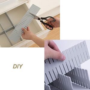 DIY Drawer Dividers, Youngine 8pcs Adjustable Drawer Storage Organizer Plastic Grid for Office Kitchen Home (Grey)