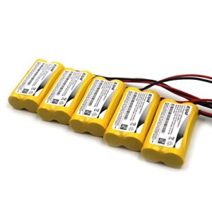 elxjar (5-pack) 2.4v 1200mah aa ni-cd battery pack replacement for lithonia elb2p401n elb 2p401n elb0310 elb 0310, powercell pcha4/5-2-sr-lc, osa098 nic1158 exit sign emergency light
