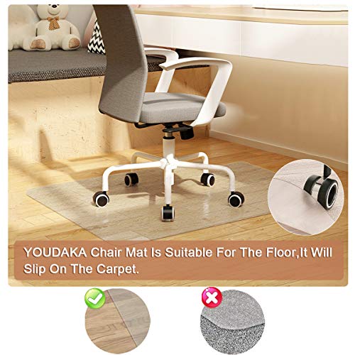 YOUKADA Office Chair Mat with Lip for Hardwood Floor, Transparent Floor Mats for Rolling Chairs, Wood/Tile Protection Mat for Office & Home (34" x 43'')
