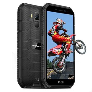 ulefone 4g rugged phones, armor x7 pro android 12 dual sim, rugged smartphone unlocked, ip68/69k waterproof smartphone, 13mp + 5mp camera, 4gb + 32gb, nfc, otg, face unlock, finger reader - black