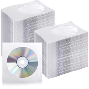 fasmov 1,000 pieces white paper cd dvd sleeves envelope holder with clear window and flap