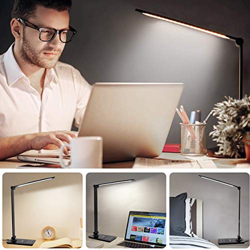 CeSunlight LED Desk Lamp for Home/Office, Desk Light, 7W, 5 Color Modes, 6 Brightness Levels, Dimmable Touch Control, Memory Function, Foldable Lamp for Reading, Working, Office, Study