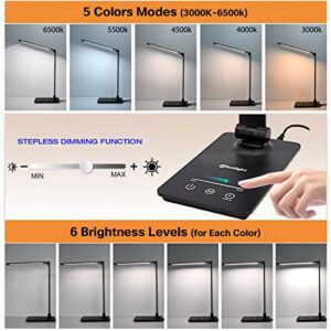 CeSunlight LED Desk Lamp for Home/Office, Desk Light, 7W, 5 Color Modes, 6 Brightness Levels, Dimmable Touch Control, Memory Function, Foldable Lamp for Reading, Working, Office, Study