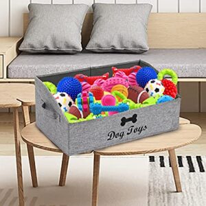 Morezi Linen-Cotton Blend Dog Toy Basket and Dog Toy Box, Dog Toy Basket Storage - Perfect for organizing pet Toys, Blankets, leashes, chew Toys - Snow Grey - Dog