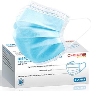 face masks, disposable face masks, breathable face mask, 3-layer masks 50 pack blue