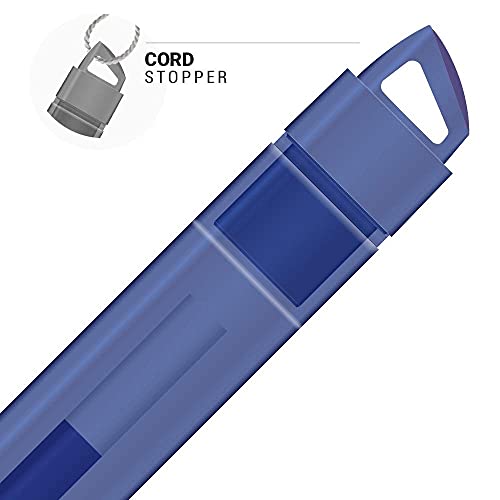 AZOR Pin Point Blue Fine Point Writing Pens 0.7mm with Hole for Retractable Cord, Chain, Clipboard or Countertop – Pack of 12