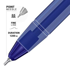 AZOR Pin Point Blue Fine Point Writing Pens 0.7mm with Hole for Retractable Cord, Chain, Clipboard or Countertop – Pack of 12