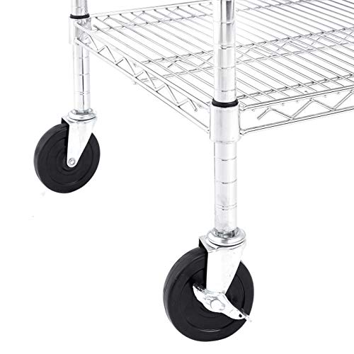 AmazonCommercial Heavy-Duty 5-Tier Steel Wire Shelving with Optional Wheels, NSF Certified, 36" W x 18" D, Chrome