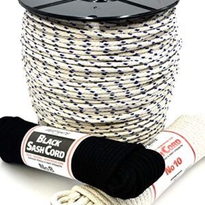 GREAT WHITE Black Sash Cord, 8 x 1,200' Spool (1/4") Cotton Tie Down Camping, Clothesline, Rigging, Crafts, Theater, Window Replacement, Entertainment Spot Cord DIY Home Improvement USA