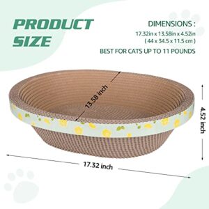 Oval Cardboard Cat Scratcher Bed Scratch Pad Nest Corrugated Scratching Board House, Training Toy for Furniture Protection (17.3")